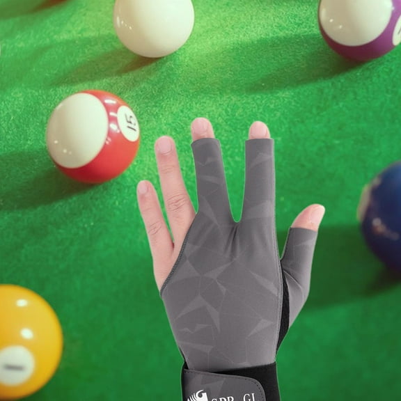 BAOSITY 3 Fingers Billiard Glove Elastic Glove Breathable Anti Slip Adults Left Hand Snooker Glove Pool Cue Glove for Indoor Practice Gray