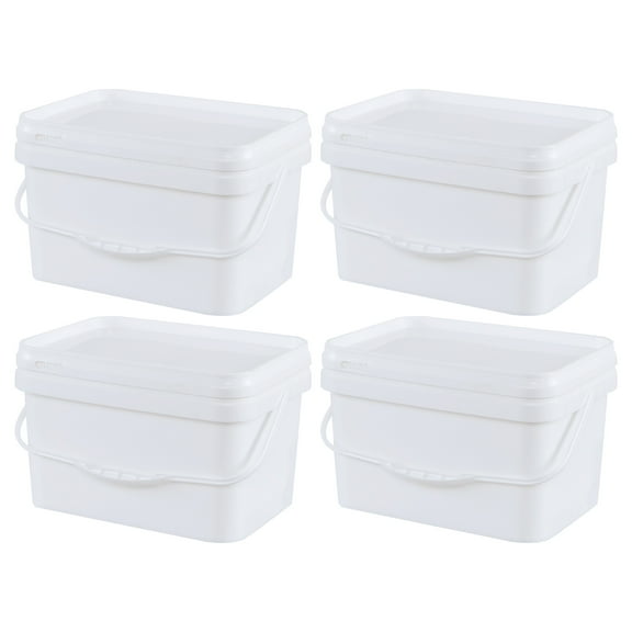 Tstorage 4 Packs Plastic Bucket with Airtight Lid, Food Storage Bucket, White, 3 Gallon