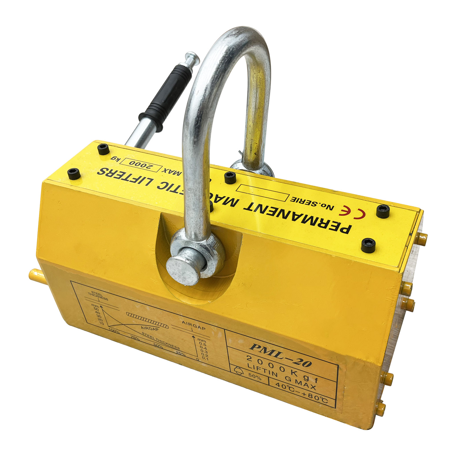PreAsion 4409lbs/2000kg Permanent Magnetic Lifter Steel Magnetic Lifter Heavy Duty Crane Hoist Neodymium Magnet