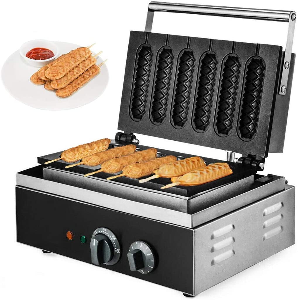 Electric French Waffle Dog Maker Corn Dog Baker Anti-scald Handle Foot Pads 110V 