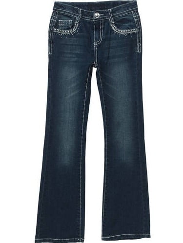 Freestyle Revolution Girls Big Belted Denim Glitter Stripe Jeans