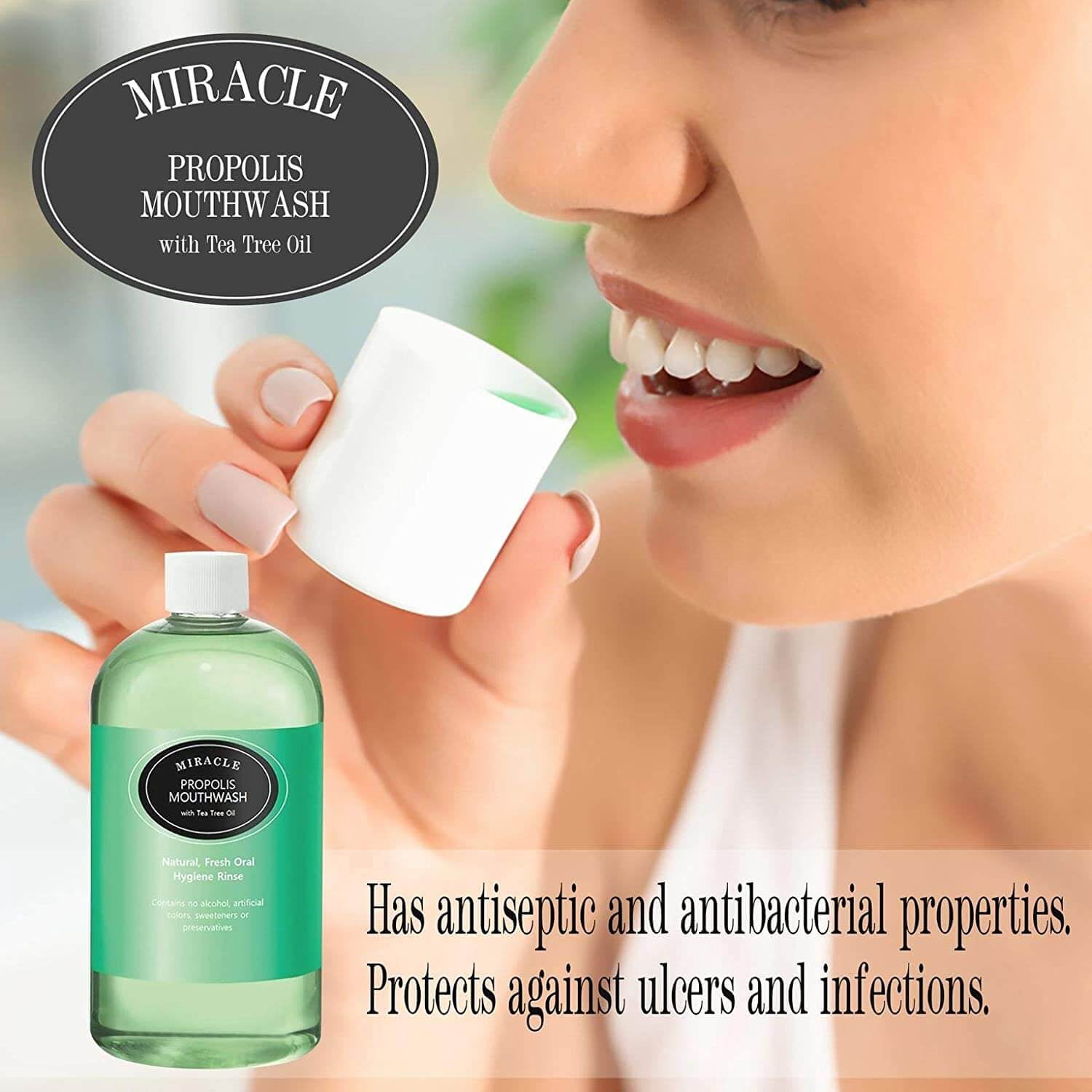 Holocuren Miracle Propolis Natural Mouthwash with Tea Tree Oil 16oz 1pk