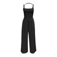 thumbnail image 5 of ZHOGXU Women's Jumpsuit Sleeveless Suspenders Solid Color Wide Leg Comfortable Fashion Romper For Everyday Wear,Black,L, 5 of 6