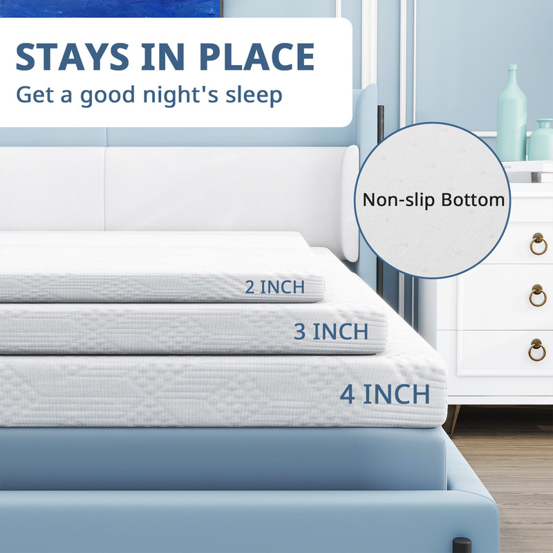Sybels 2 Inch Twin Size Gel Memory Foam Mattress, Relieve back pain, CertiPUR-US Certified