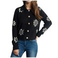 thumbnail image 2 of Jjayotai Women's Floral Print Button Down Cardigan, Turndown Collar Long Sleeve Knit Outerwear Sweaters Black S, 2 of 4