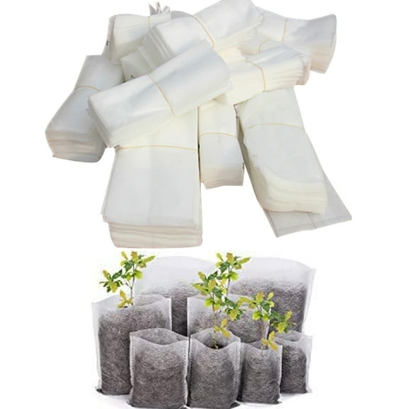 D-GROEE 100Pcs Biodegradable Corrosion Resistant Non-Woven Nursery Bags Plant Grow Bags Fabric Seedling Pots