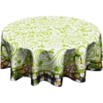 thumbnail image 1 of St Patrick''s Day Gnome Tablecloth Round 60 Inch Green Shamrock Decorative Table Cloth Holiday Washable Table Cover for Kitchen Dining Room, 1 of 8