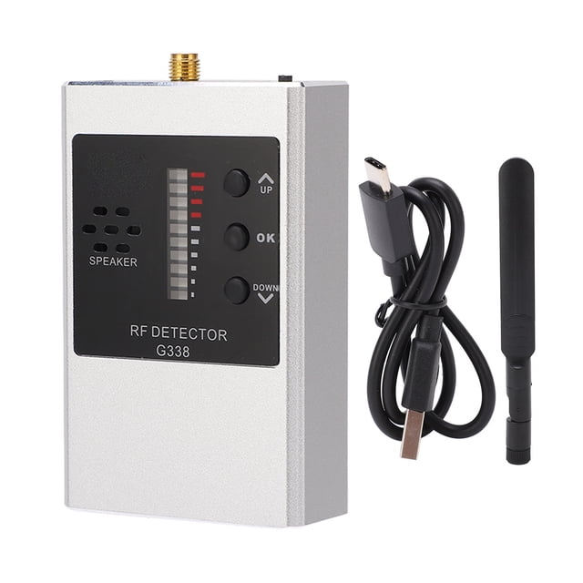 Detector RF Bug WiFi Cámara Buscador Dispositivo de escucha GPS Escáner de señal inalámbrico G338 Plata