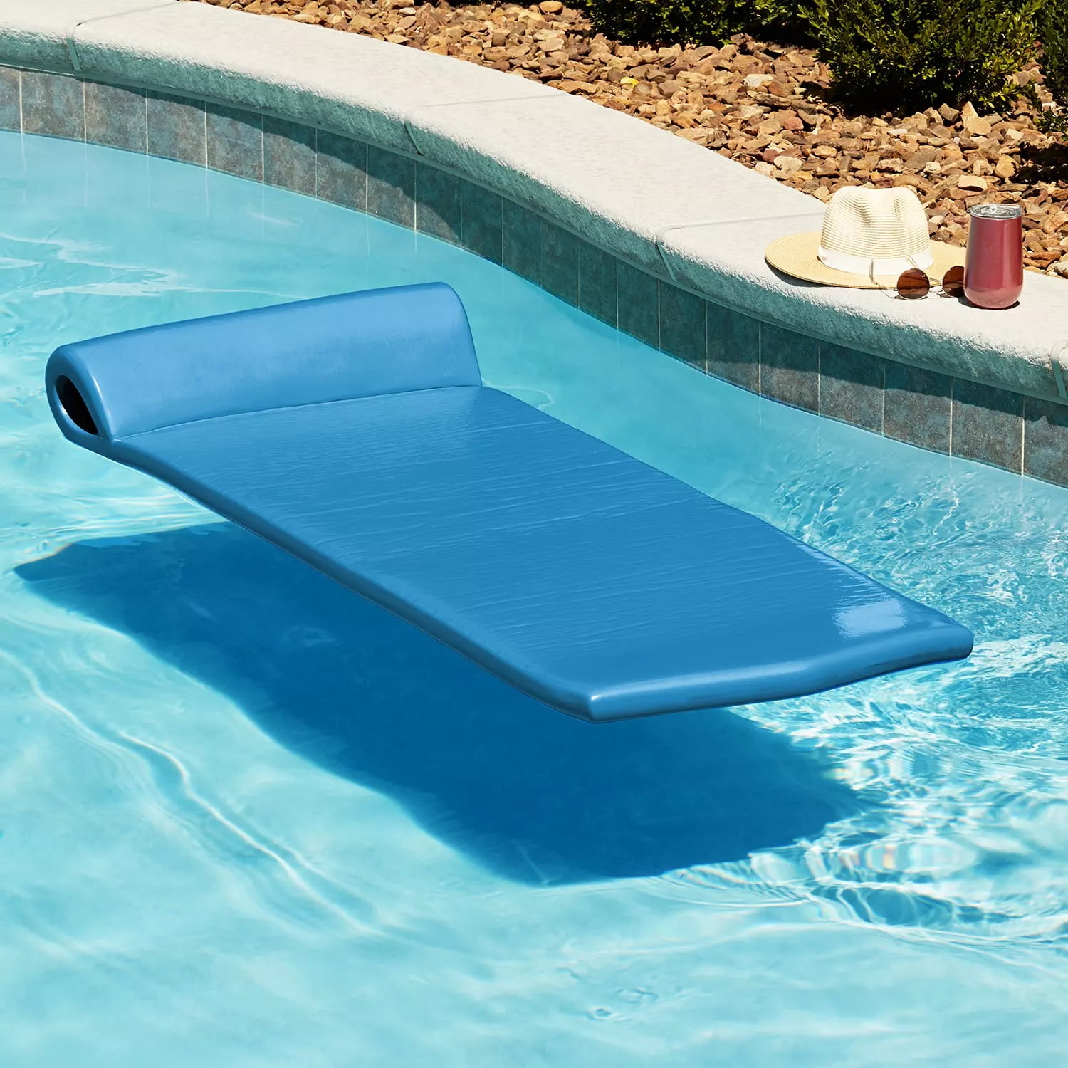 8990129DS 2" ClosedCell Foam Deluxe Pool Float Lounge Aquarius Blue