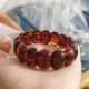 thumbnail image 3 of Blood Amber Look Resin Beaded Panel Bracelet, Red Tone, Buddhist Style, Single Strand, Boho Jewelry Gift for Men Women, 3 of 4