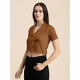 thumbnail image 5 of Moomaya Womens Solid Crop Shirt, Short Sleeves, Buttoned Shot Top, 5 of 8