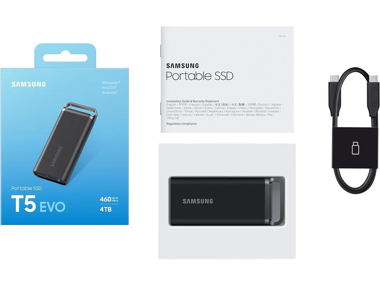 Samsung T5 EVO Portable SSD 4TB Black, Up-to 460MB/s, USB 3.2 Gen