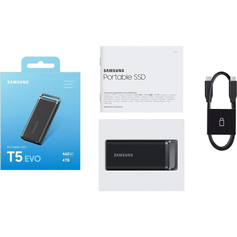 外付けハードディスク・ドライブ Samsung Portable SSD T5 EVO 4TB Samsung T5 EVO Portable SSD 4TB Black, Up-to 460MB/s, USB 3.2 Gen