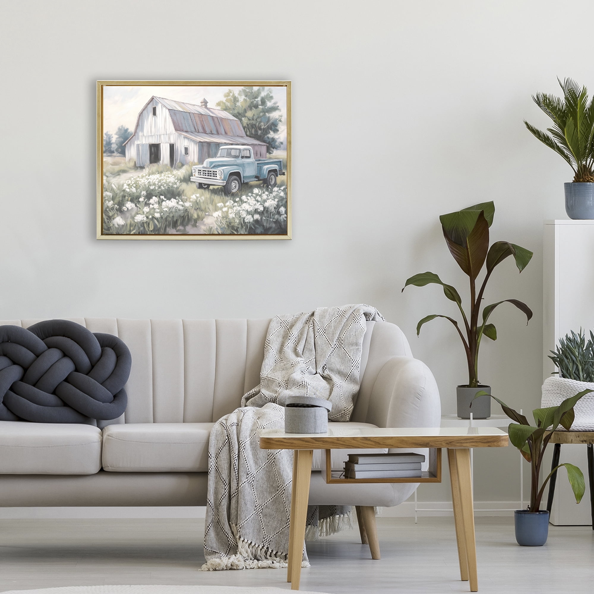 Stupell Industries Pastoral Farm Dreams Gold Framed Floater Canvas Wall Art, design by Kim Allen