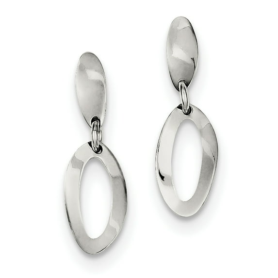 Beautiful Sterling Silver Polished Oval Dangle Post Earrings
