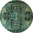 thumbnail image 1 of Ahgly Company Machine Washable Indoor Round Persian Turquoise Blue Traditional Area Rugs, 4' Round, 1 of 4