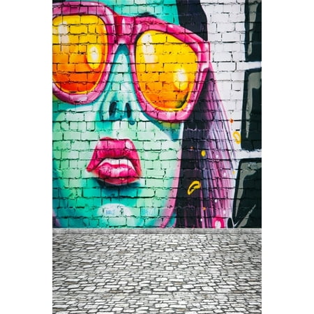 Image of GreenDecor 5x7ft Fashion Graffiti Photography Backdrop Street Art Brick Wall Background Punk Rock Youngster Girl Boy Adult Portrait Artistic Photo Shoot Studio Props Video Drape