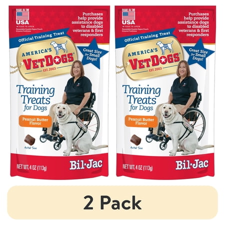 (2 pack) Bil-Jac VetDogs Veteran s K-9 Corps Training Treat for Dogs Peanut Butter Flavor 4 oz.