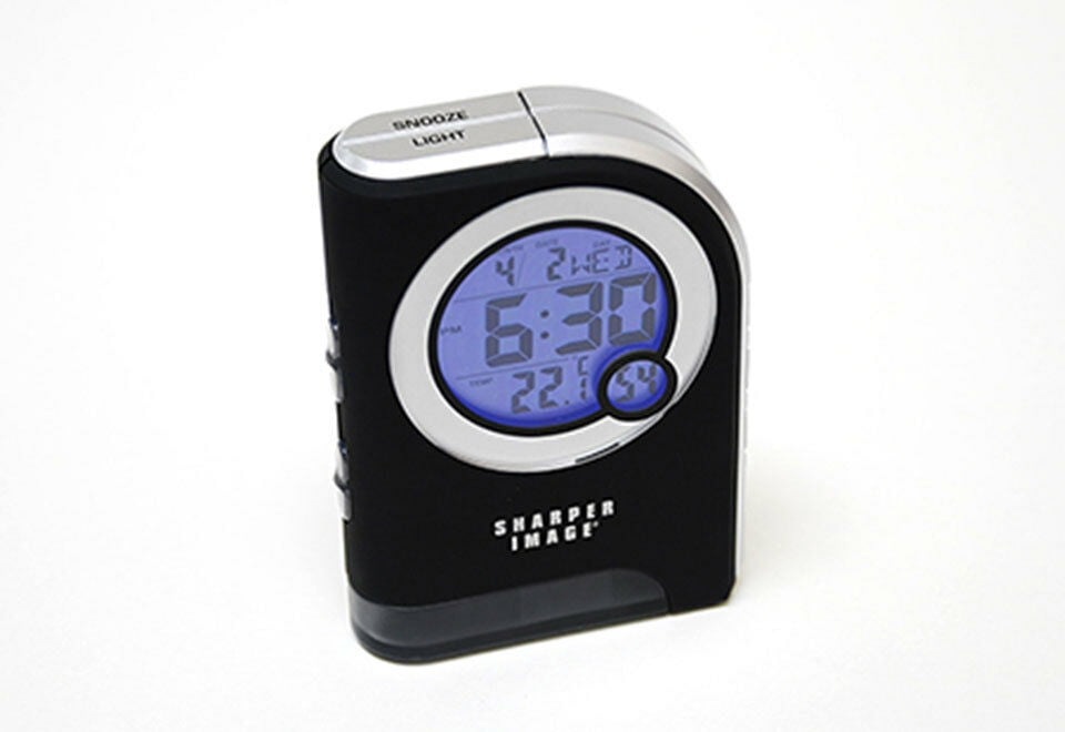 Sharper Image Travel Alarm Clock with Dual LED Flashlight 