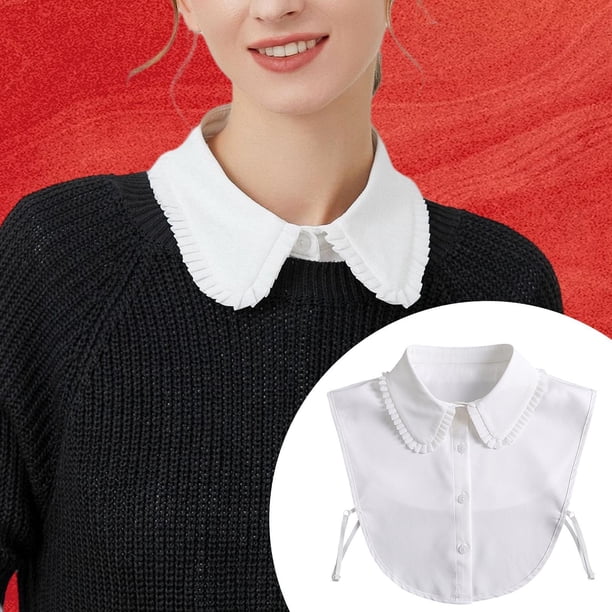 Collar falso de imitación para mujer, ropa de cuello falso, cuello falso decorativo elegante, cuello desmontable con volantes