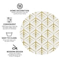 thumbnail image 3 of Honeii White And Gold Geometry print Leather Coaster Set of 4, ideal for safeguarding your furniture from drinks spills and effortless cleanup-Round Shape, 3 of 6