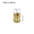 thumbnail image 2 of M2.5 x 4mm(L) x 3.5mm(OD) Female Thread Brass Knurled Threaded Insert Embedment Nuts, 150Pcs, 2 of 2