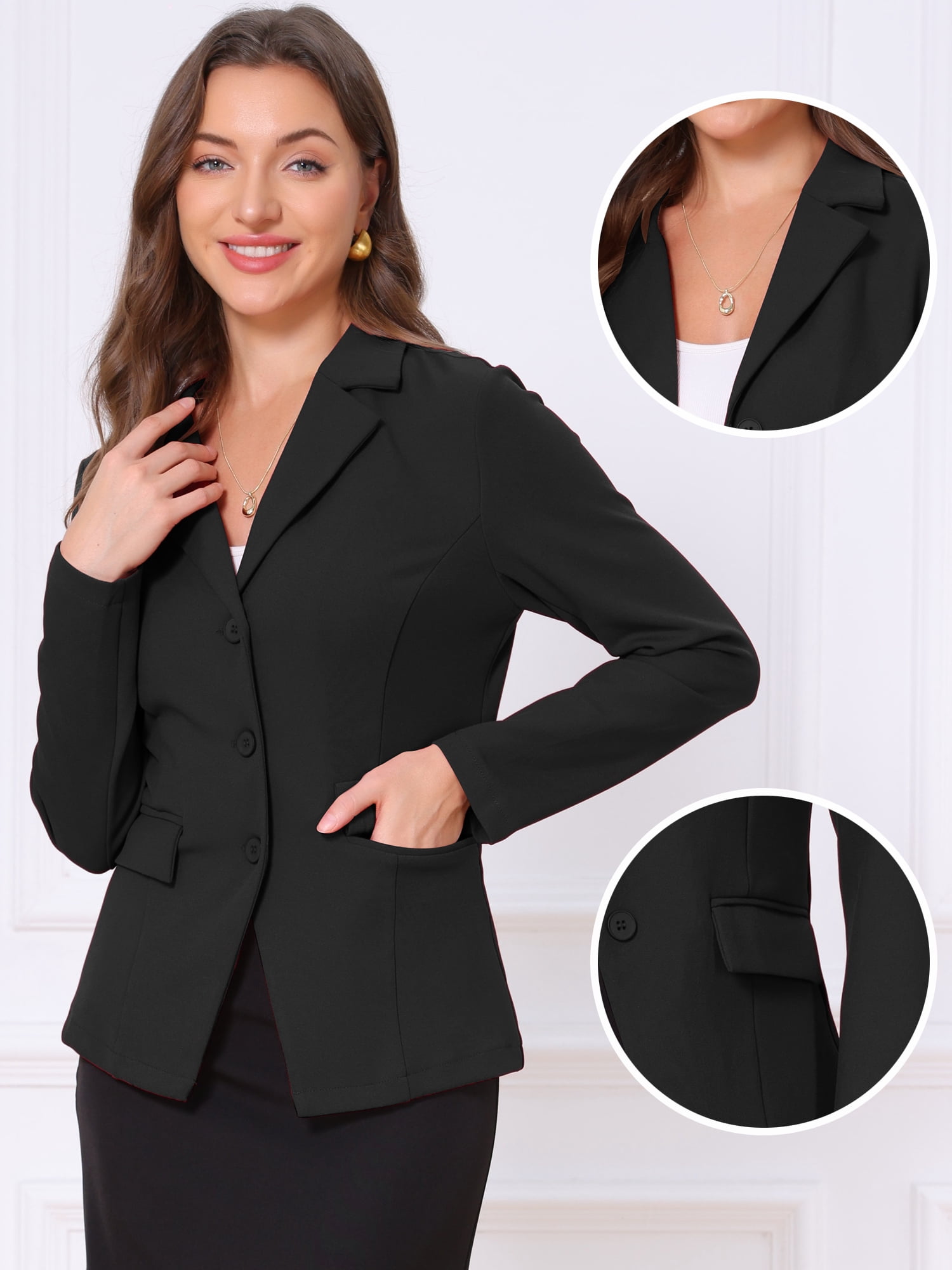 DARING DIVA Women's Stylish Business Professional Blazers S Black