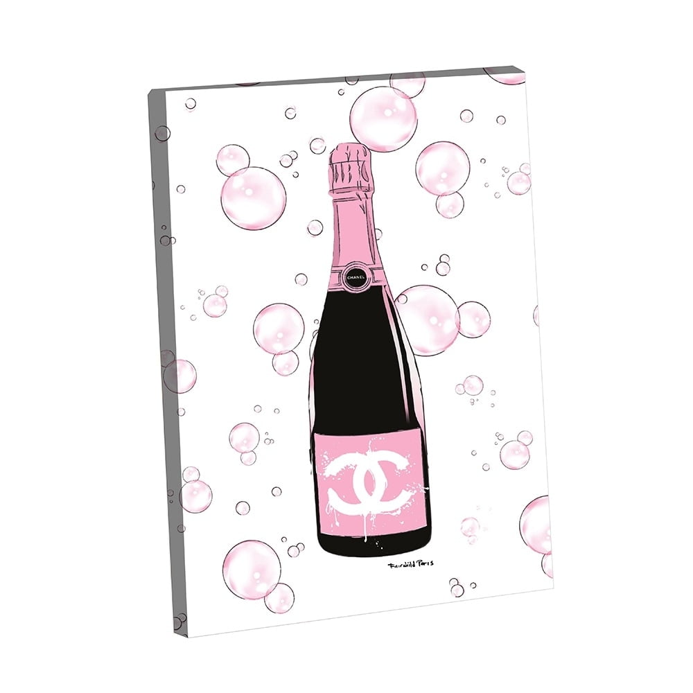 Fashion Glam Champagne Bottle - 14"X14" Canvas Artwork 20 x 30