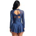 thumbnail image 3 of Aiihoo Women's Lyrical Ice Figure Ice Skating Dress Turtleneck Long Sleeve Ballet Dance Leotard Dress Navy Blue Medium, 3 of 7