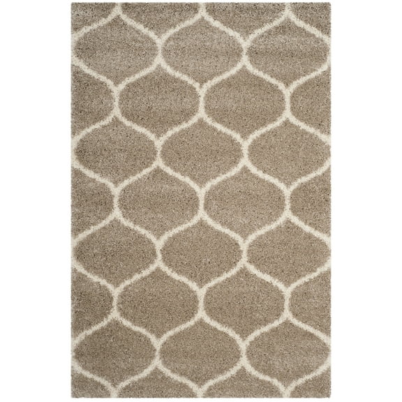 SAFAVIEH Hudson Arline Plush Geometric Shag Area Rug, Beige/Ivory, 2'3" x 3'9"