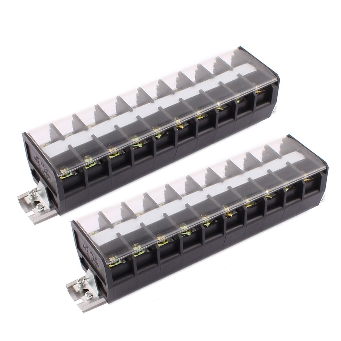 2Pcs 660V 60A 2 Row 10 Position Screw DIN Rail Combination Terminal