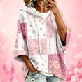 thumbnail image 2 of Cancer Awareness Hoodies Women Hooded Pink Ribbon Sweatshirt | Batwing 3/4 Sleeve, Oversized, Pullover, Cute Pattern, Fall Comfort, We Wear Pink in October, Sweat Shirts, Ladies Sweaters, 2 of 4