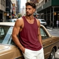 thumbnail image 6 of Domuza Men's Tank Top Undershirt Casual Workout Muscle Gym Sleeveless Square Neckline Tshirts 2026 Summer Trendy Running Training Beach Tops Wine S, 6 of 6