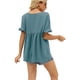 thumbnail image 4 of Top para mujer Casual Cuello en V Manga con volantes Camisetas Mujer Manga corta Camisetas sueltas Azul M, 4 of 6
