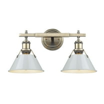 Orwell 2-Light Vanity Light in Aged Brass with Dusky Blue