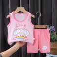 thumbnail image 1 of Children Clothing Set Child Vest Suit Summer Cotton New Girls Shorts Clothes Baby Boys Sleeveless Suit Kid Clothes qym unisex, 1 of 2