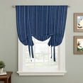 thumbnail image 2 of Dark Blue Balloon Curtains for Bedroom/Front Door/Bathroom, Retro Farmhouse Plants Wall Lines Texture Tie Up Curtains 63 Inch Length Light Filtering Kitchen Curtains Shades for Windows 46"x63", 2 of 8