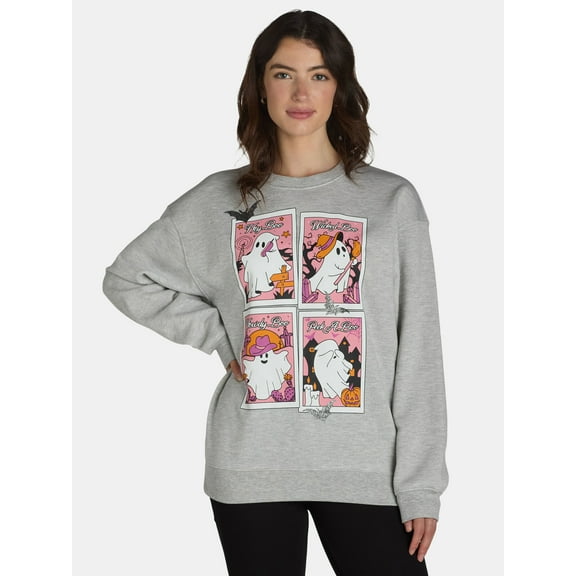 Halloween Women’s Multi Boo Graphic Sweatshirt, Sizes XXS-XXL