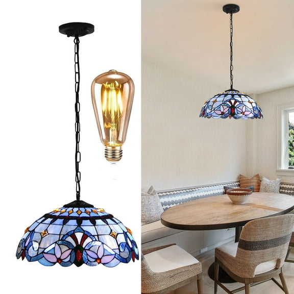 Tiffany Style Pendant Ceiling Light Hanging Lamp Fixture Stained Glass Art Decor