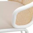 thumbnail image 4 of LeisureMod Ervilla Mid-Century Modern Wicker Bar Stool with Fabric Seat and White Powder Coated Steel Frame, Beige, 4 of 12