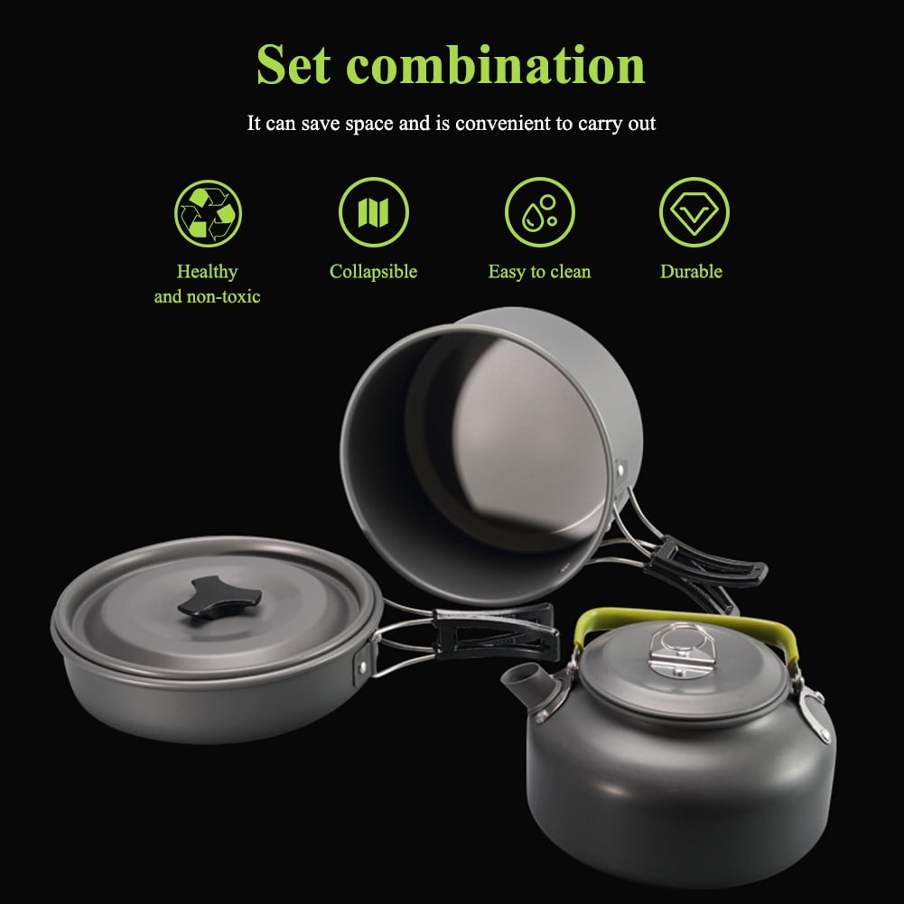 2-3 Person Pot Teapot Combination Set Non-stick Lightweight Pan Cauldron Portable Outdoor Cookware For Hiking