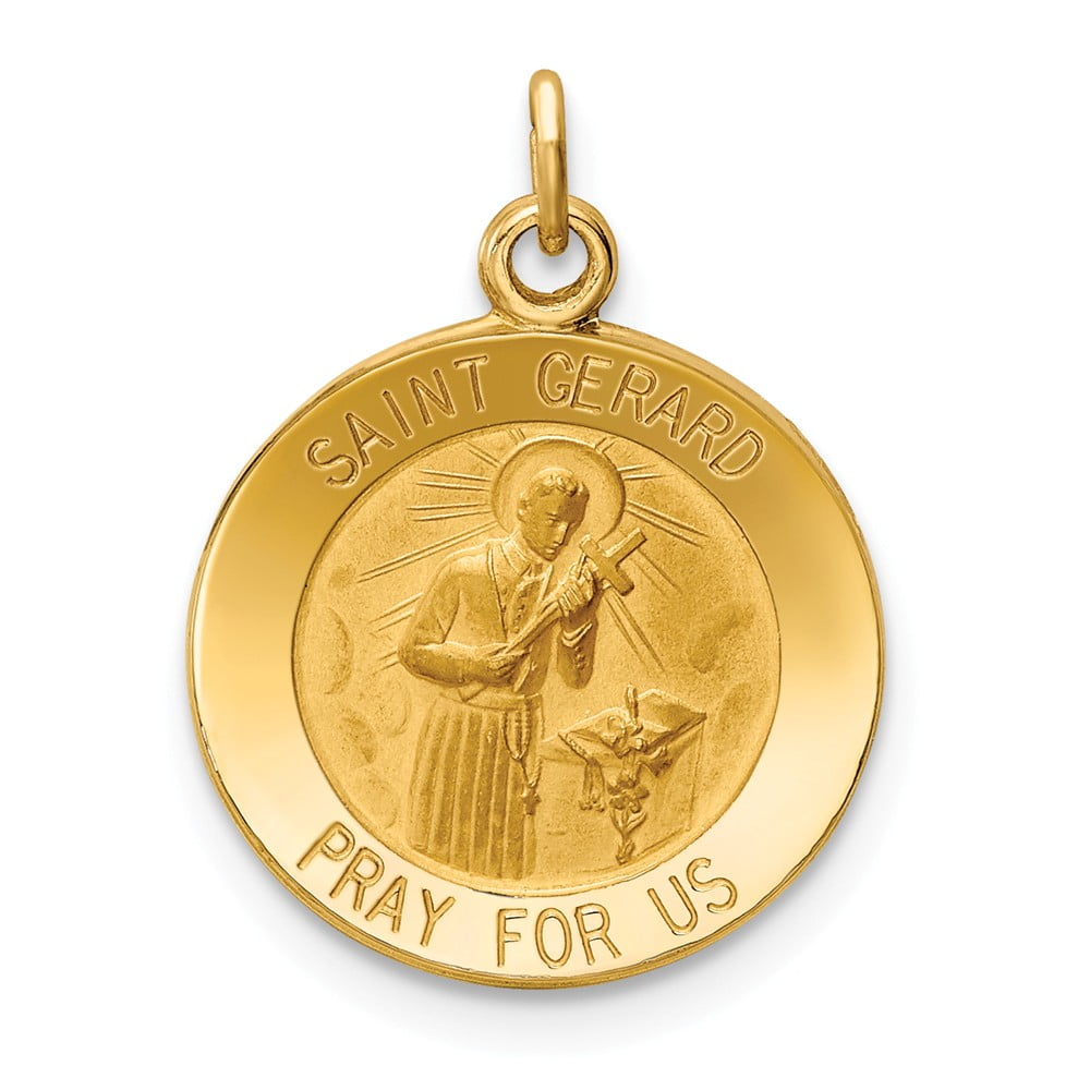 Diamond2Deal 14k Yellow Gold Saint Gerard Medal Pendant Fine Jewelry