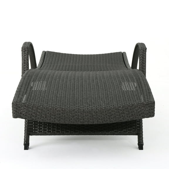 Soleil Outdoor Grey Wicker Armed Chaise Lounge