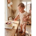 thumbnail image 4 of BemeyourBBs Newborn Baby Boy Summer Clothes Infant Baby Boys Mothers Day Outfit Bubble Romper Mama's Boy Letters Crew Neck Short Sleeve Bear Embroidery Waffle Knit Bodysuit Jumpsuit, 4 of 9