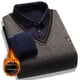 thumbnail image 2 of Suéter grueso y cálido con forro polar para hombre, camisa de punto con cuello de camisa de dos piezas falsas de otoño e invierno, 2 of 5