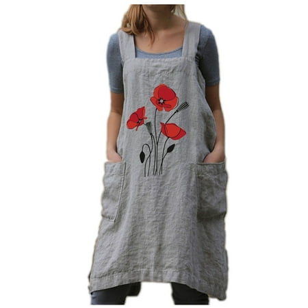 

amlbb Summer Dresses for Women Beach Plus-Size Casual Sexy Printing Pockets U-Neck Sleeveless Loose Dress Boho Floral Print Dress on Clearance