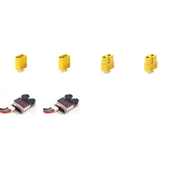 HobbyFlip Low Voltage Checker Alarm w/ XT60 Plug Lead Male/Female Compatible with RC Aircraft