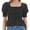 Black, variant on Women Ruffle Sleeve Smocked Square Neck Puffy Print White Top, White, X-Large