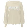 thumbnail image 4 of zaveiop Womens Merry Christmas Sweaters Long Batwing Sleeve Sweater Loose Fit Pullover Top Sweaters (Z1-Beige, XL), 4 of 6