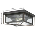 thumbnail image 2 of Barlowe Collection Two-Light Antique Bronze and Clear Seeded Glass Farmhouse Style Flush Mount Ceiling Light, 2 of 2